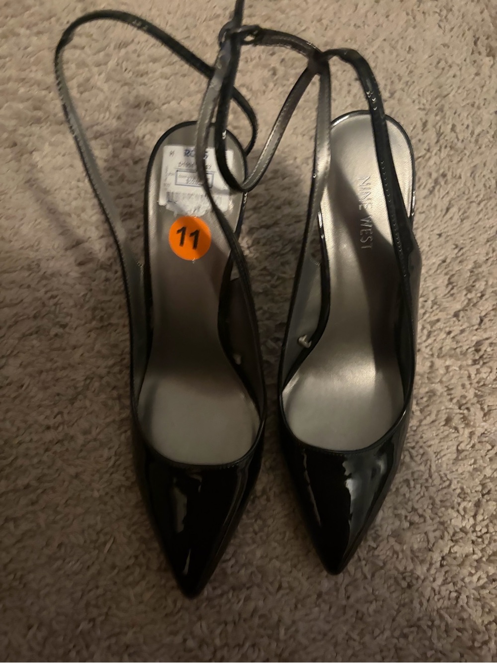 Nine West Black Patent Pointed-Toe Slingback Pumps